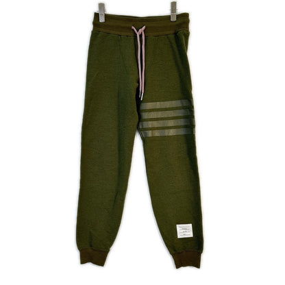 THOM BROWNE Green 4BAR Wool Sweatpants Size 0