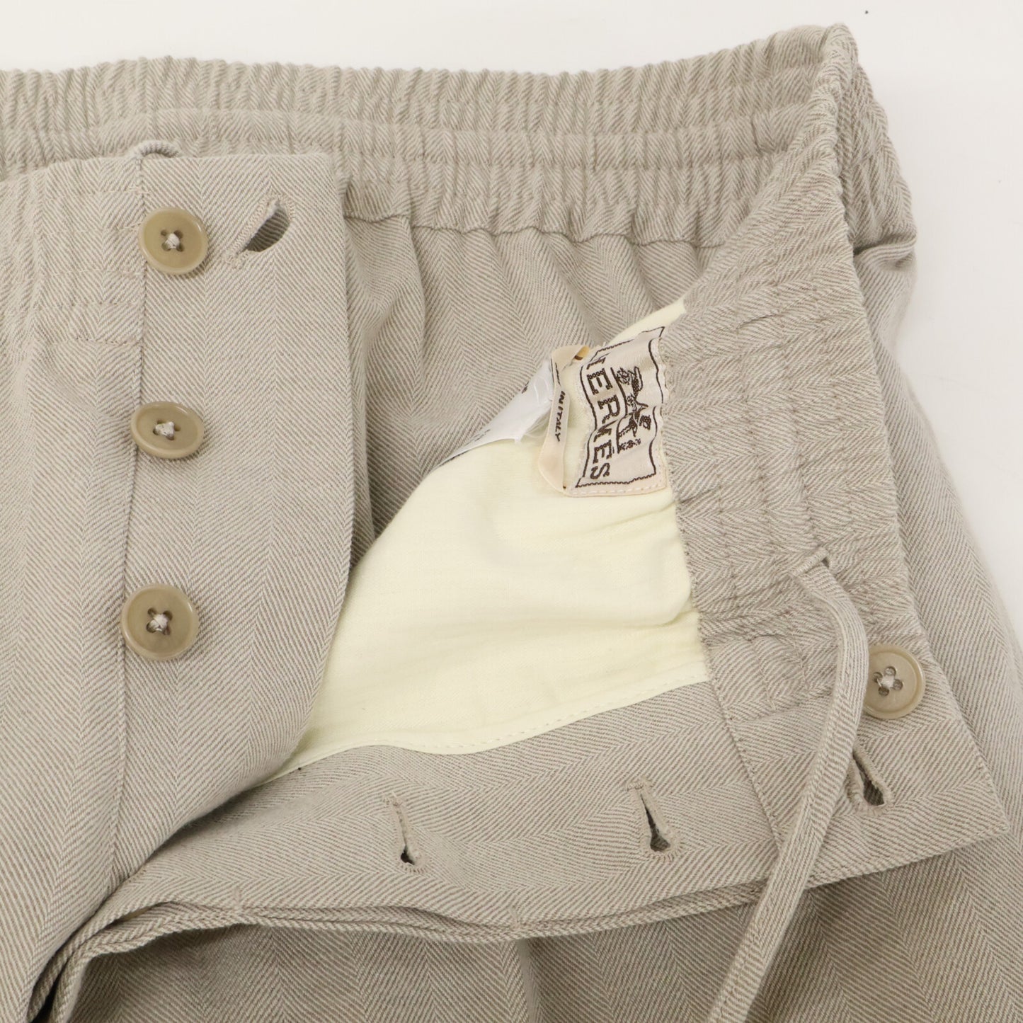 HERMES Cotton Wool Easy Pants Beige Size 46