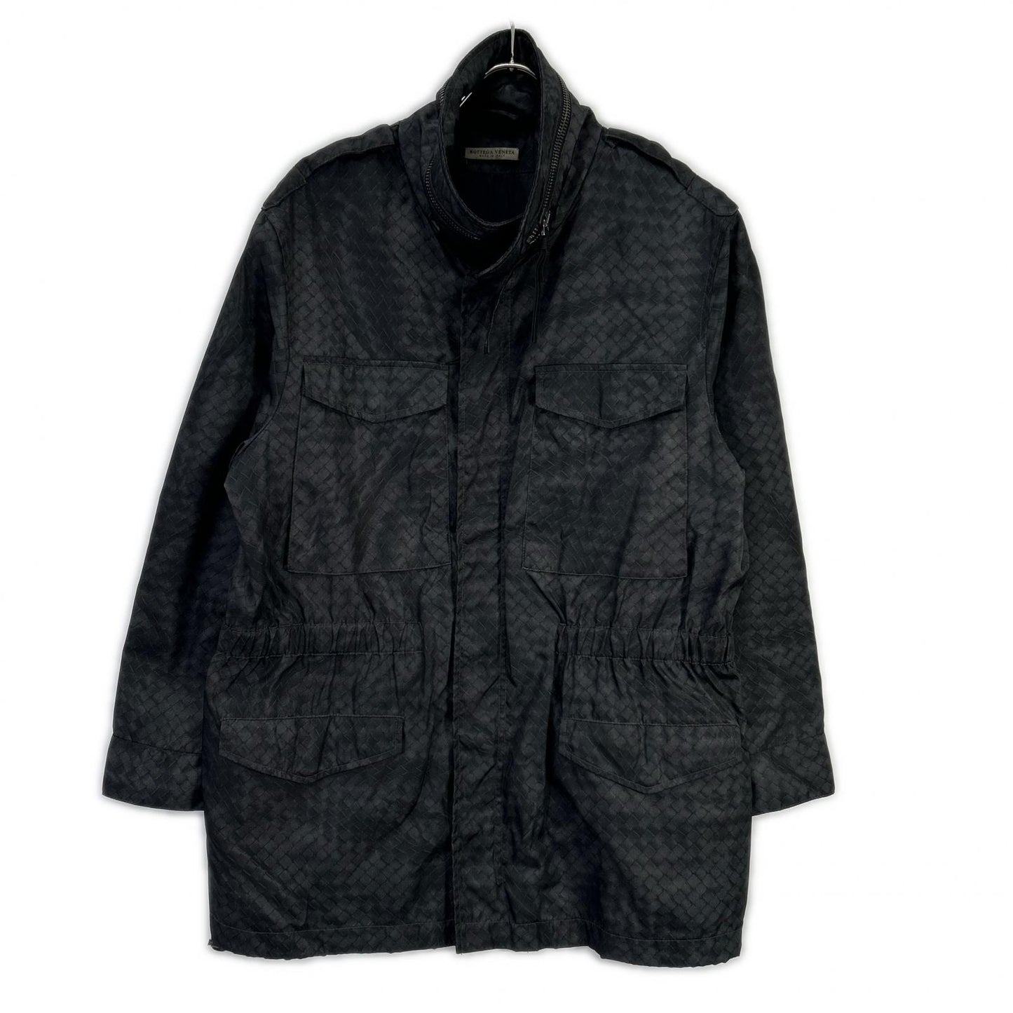 BOTTEGA VENETA Black Intreprint Nylon Zip Coat Size 52