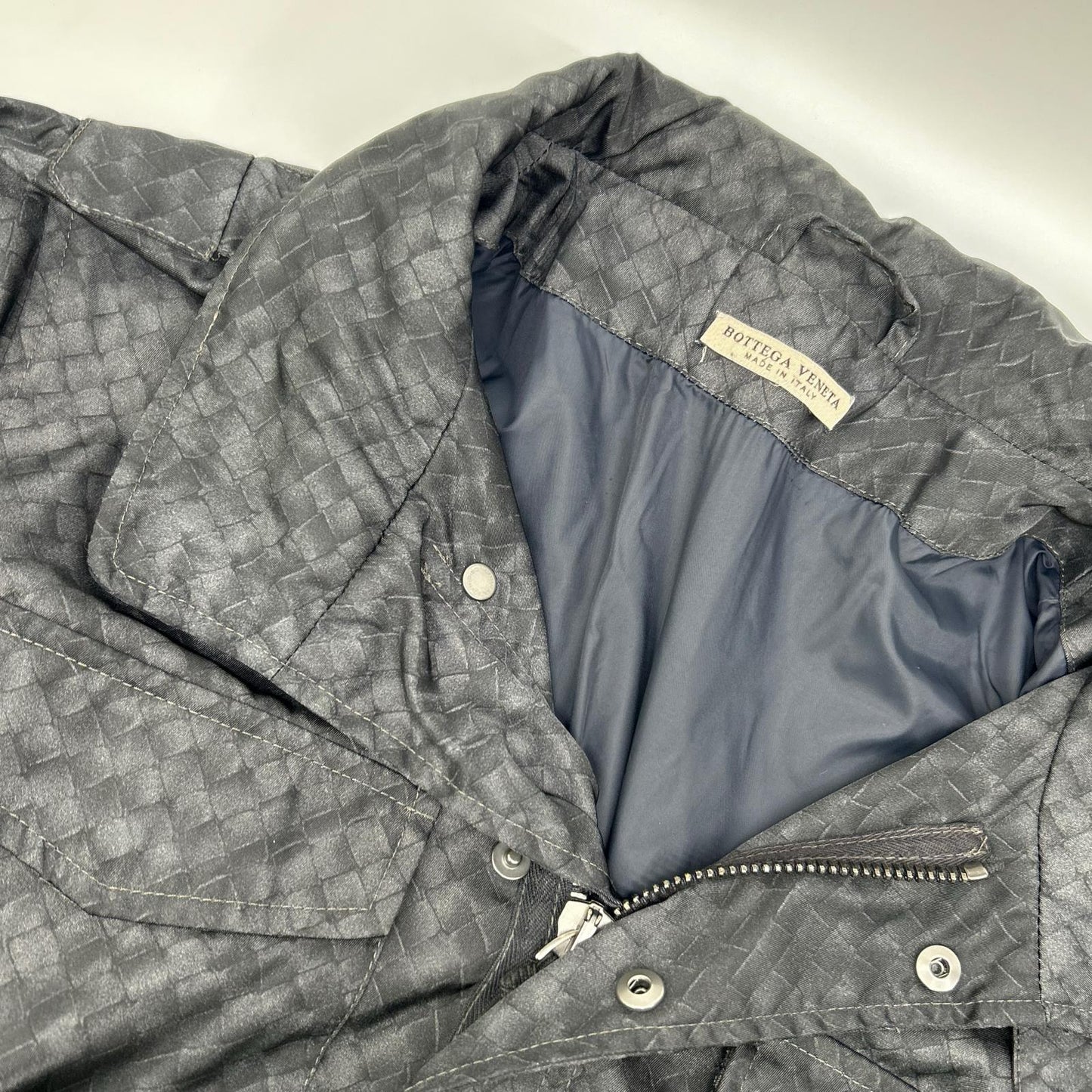 BOTTEGA VENETA Black Intreprint Nylon Zip Coat Size 52