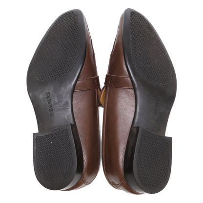 HERMES Api Brown Leather Loafers Size EU 39
