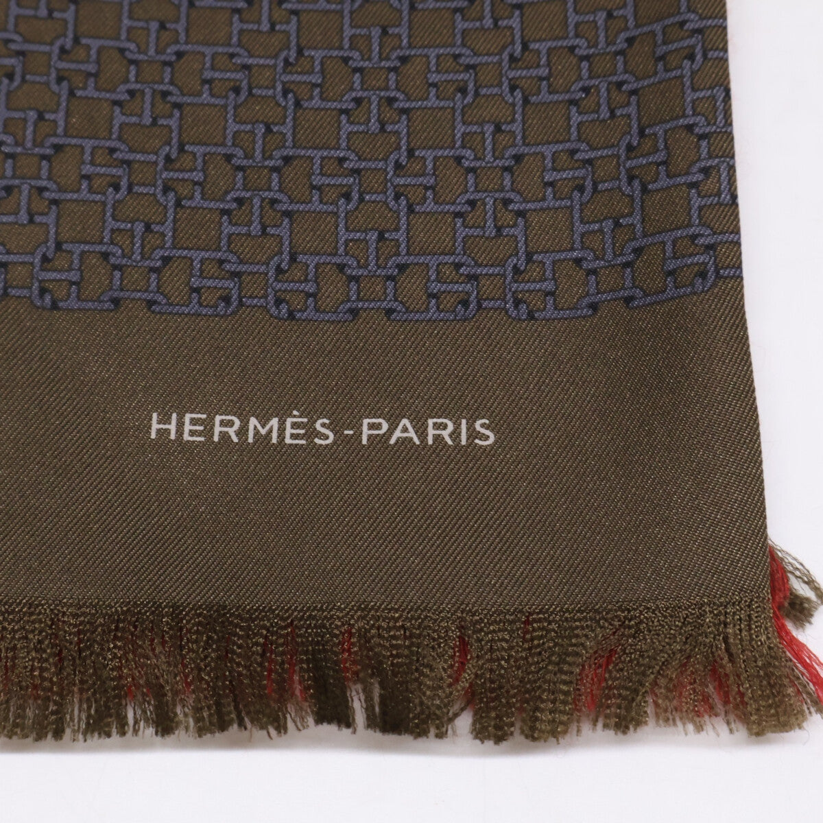 HERMES Printed Silk Wool Scarf Size ONE SIZE