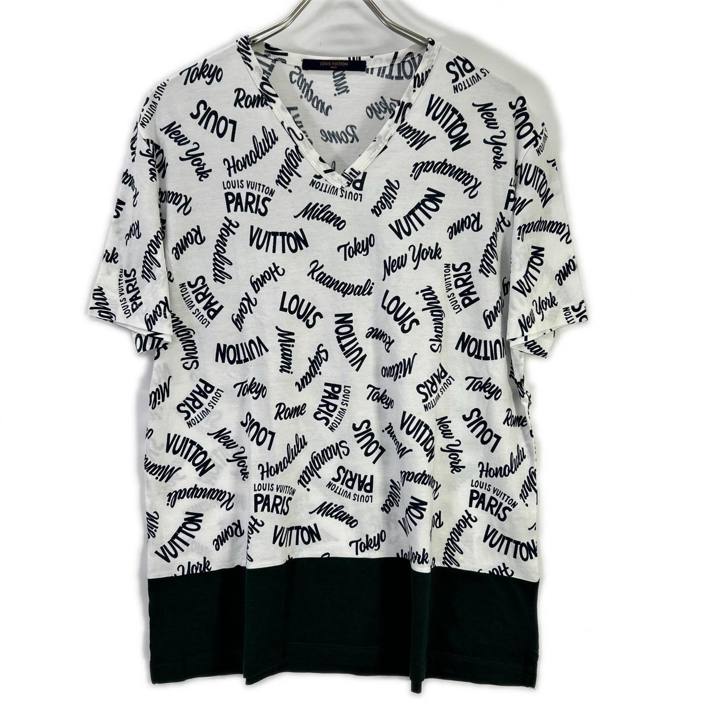 LOUIS VUITTON 18SS City Logo V-Neck T-Shirt Size L