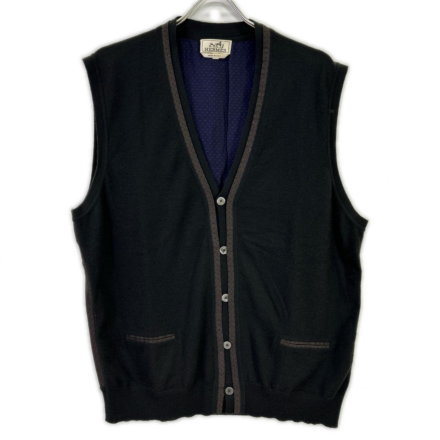 HERMES Dark Gray Cashmere Knit Vest Size XL