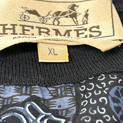 HERMES Navy All-Over Pattern Cotton Zip Knit Size XL