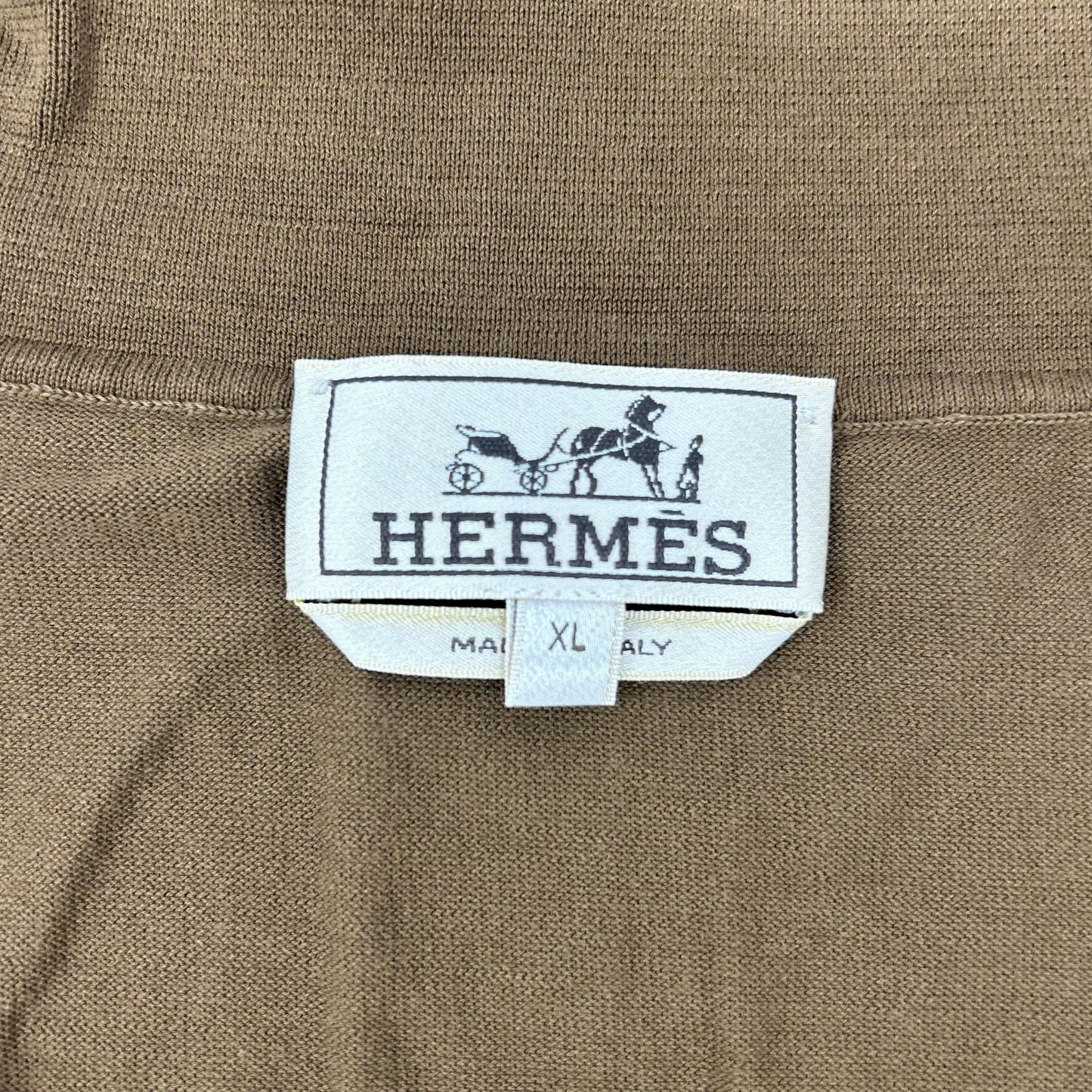 HERMES Brown Cotton Skipper Knit Polo Shirt Size XL