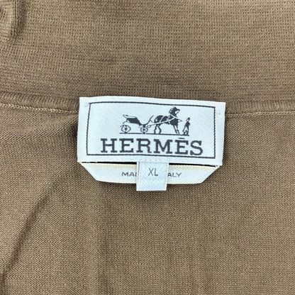 HERMES Brown Cotton Skipper Knit Polo Shirt Size XL