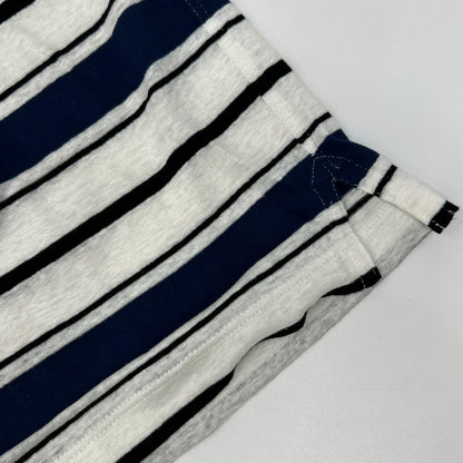 HERMES Blue Stripe Linen Crewneck T-Shirt Size XL