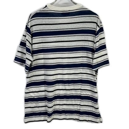 HERMES Blue Stripe Linen Crewneck T-Shirt Size XL