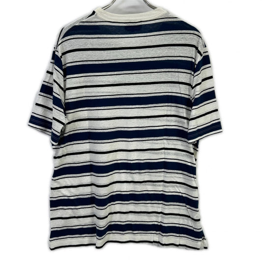 HERMES Blue Stripe Linen Crewneck T-Shirt Size XL