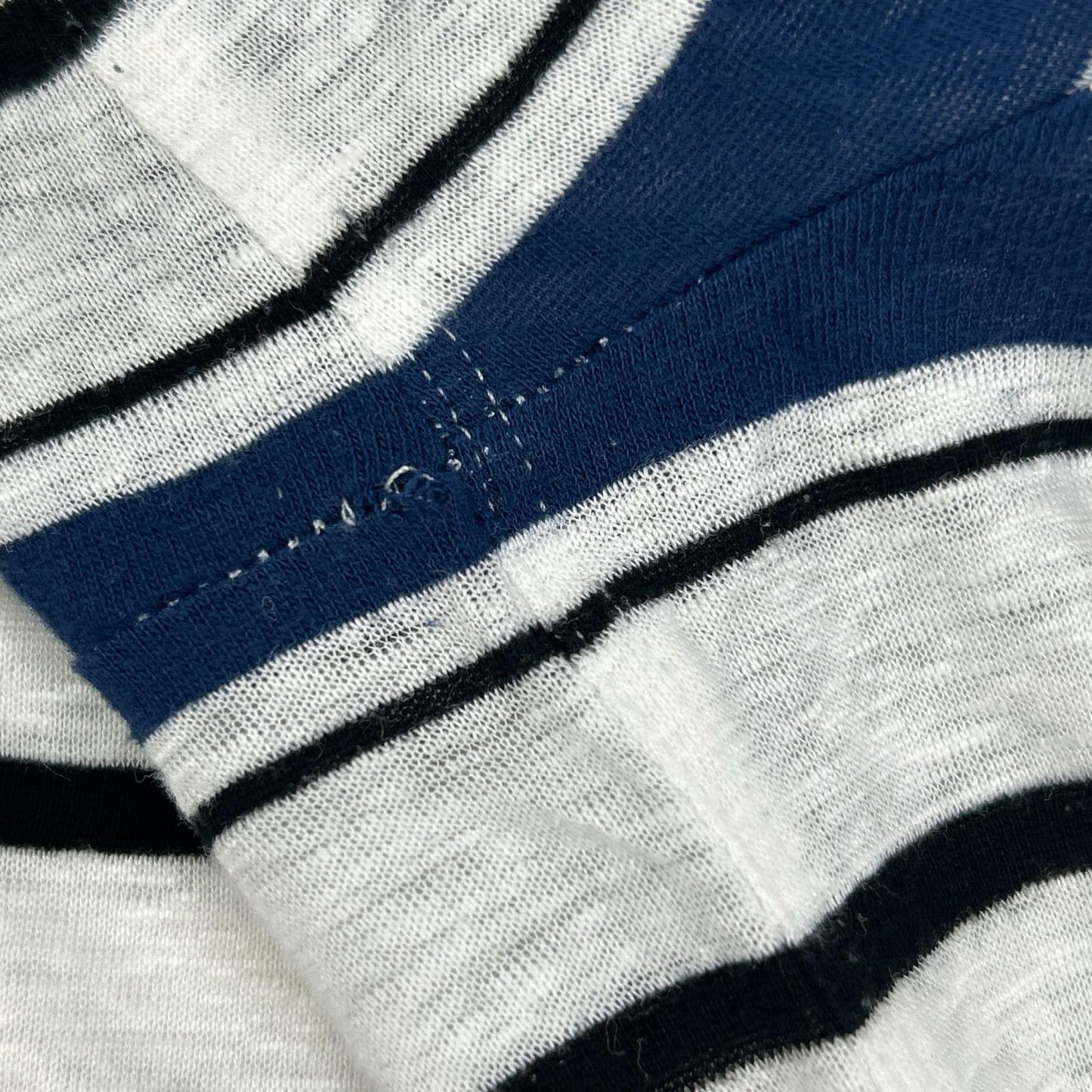 HERMES Blue Stripe Linen Crewneck T-Shirt Size XL