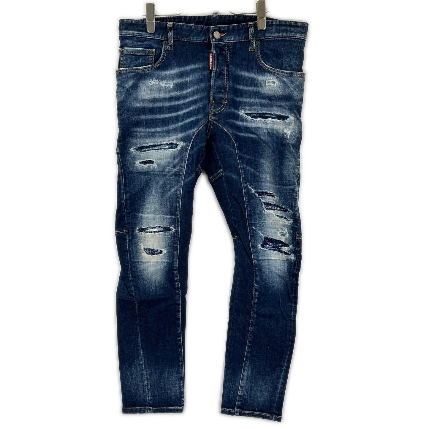 DSQUARED2 S71LB1262 Indigo Distressed Biker Jeans Size 48