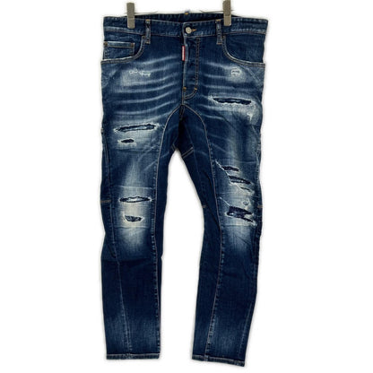 DSQUARED2 S71LB1262 Indigo Distressed Biker Jeans Size 48