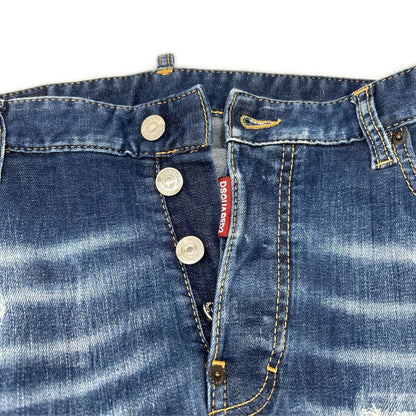 DSQUARED2 S71LB1262 Indigo Distressed Biker Jeans Size 48