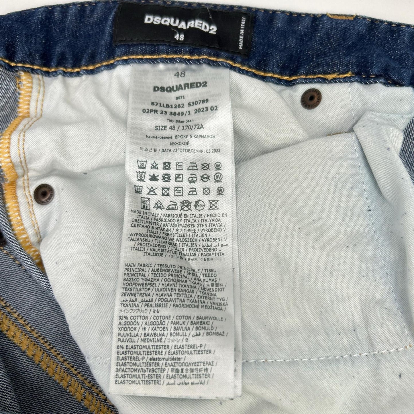 DSQUARED2 S71LB1262 Indigo Distressed Biker Jeans Size 48