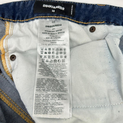 DSQUARED2 S71LB1262 Indigo Distressed Biker Jeans Size 48