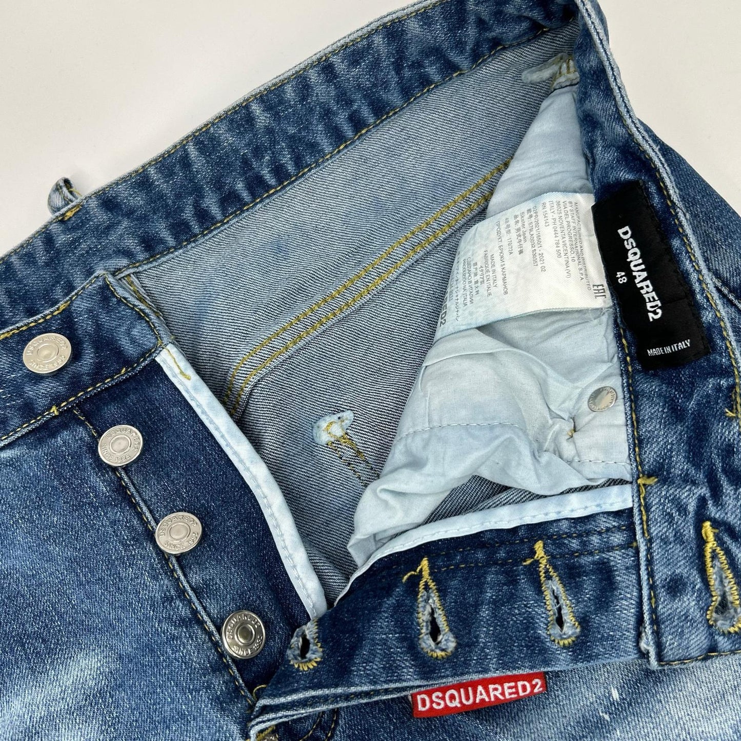 DSQUARED2 S79LA0032 Indigo Button Fly Skater Jeans Size 48