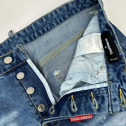 DSQUARED2 S79LA0032 Indigo Button Fly Skater Jeans Size 48