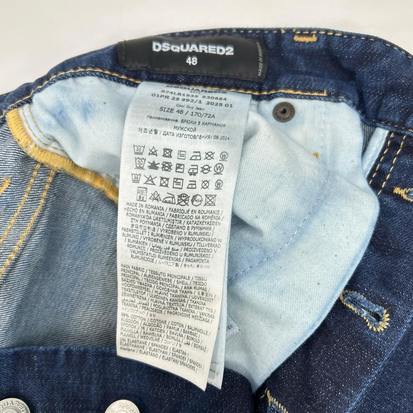 DSQUARED2 S74LB1535 Indigo Cool Guy Tapered Jeans Size 48
