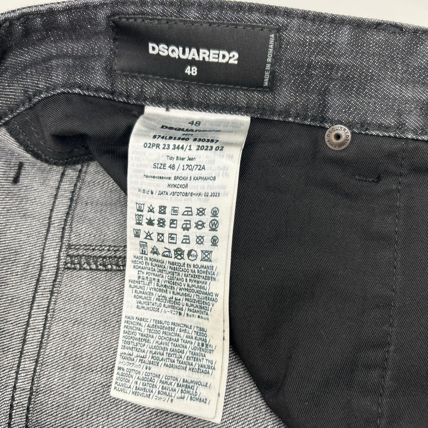 DSQUARED2 S74LB1360 Black Cotton Tidy Biker Jeans Size 48