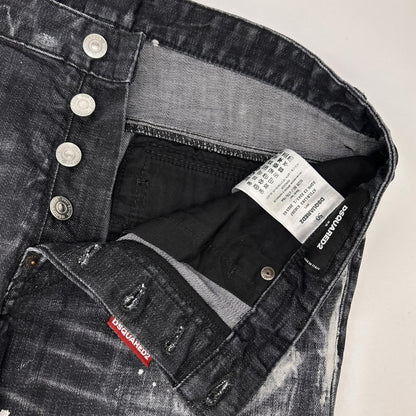 DSQUARED2 S71LB1283 Black Cotton Paint Skater Jeans Size 50