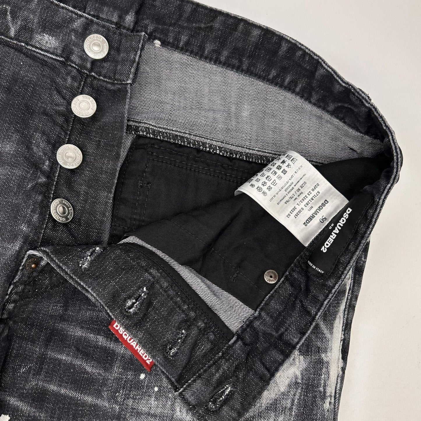 DSQUARED2 S71LB1283 Black Cotton Paint Skater Jeans Size 50