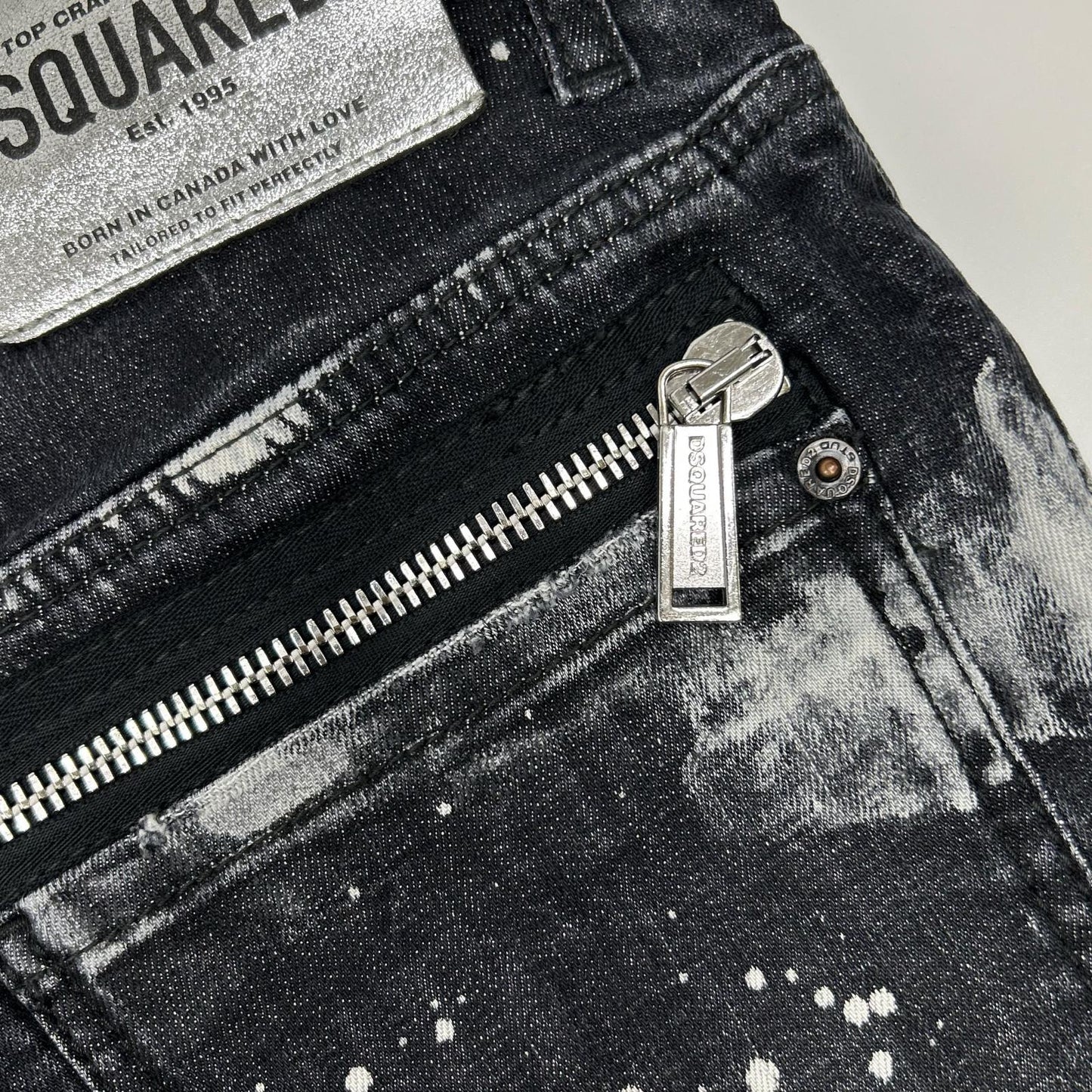 DSQUARED2 S71LB1283 Black Cotton Paint Skater Jeans Size 50