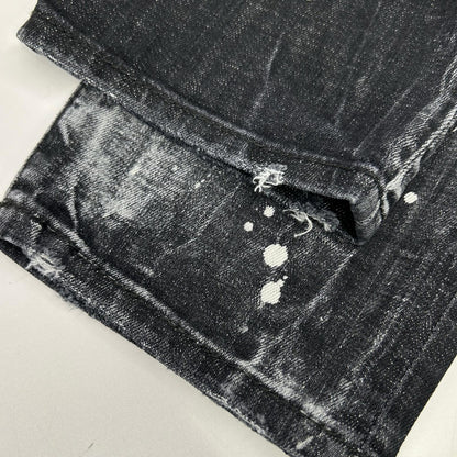 DSQUARED2 S71LB1283 Black Cotton Paint Skater Jeans Size 50