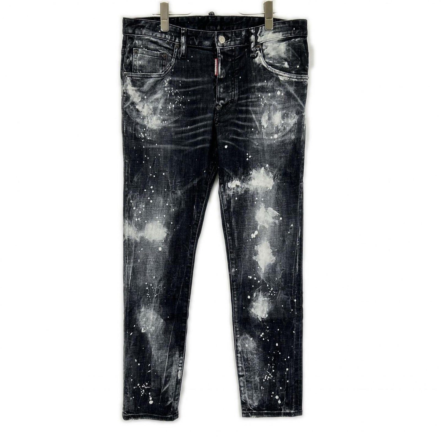 DSQUARED2 S71LB1283 Black Cotton Paint Skater Jeans Size 50