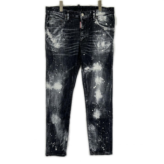 DSQUARED2 S71LB1283 Black Cotton Paint Skater Jeans Size 50