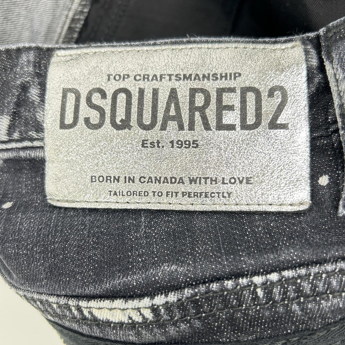 DSQUARED2 S71LB1283 Black Cotton Paint Skater Jeans Size 50