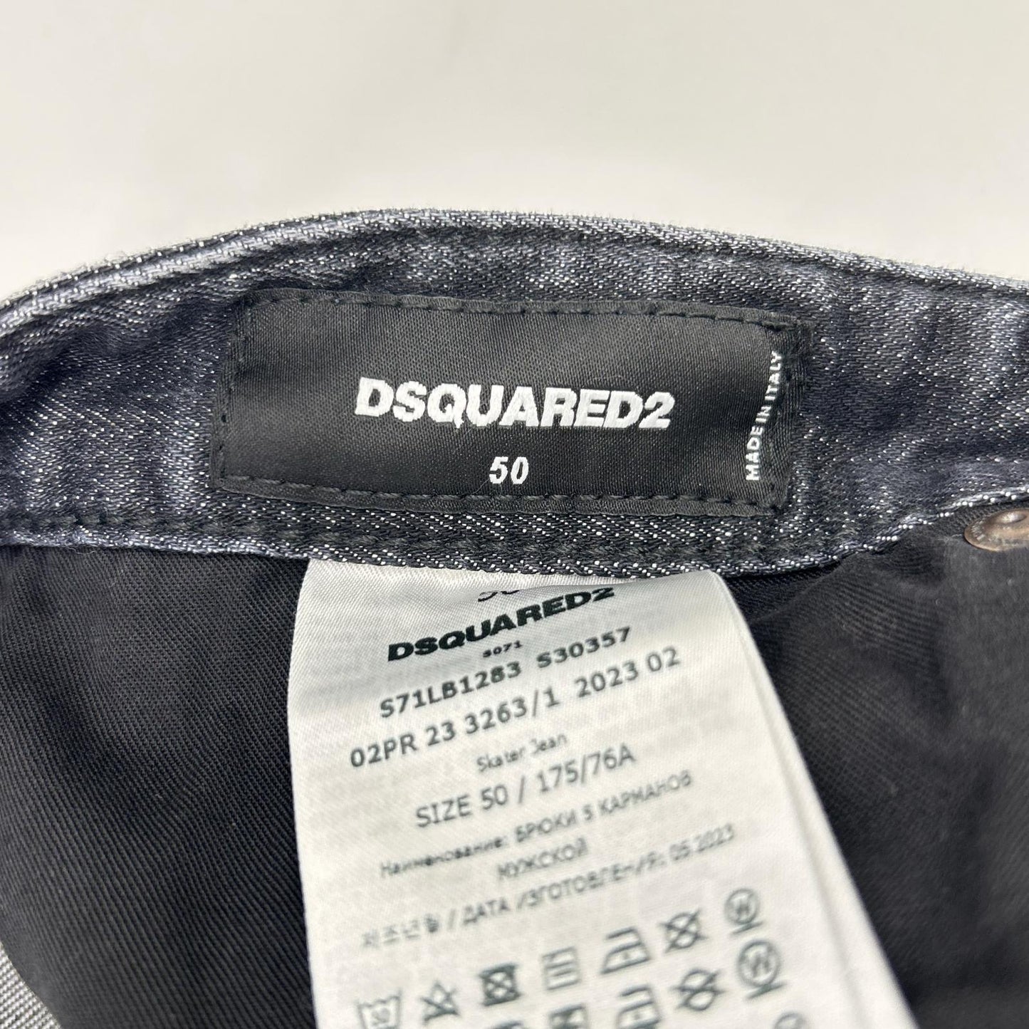 DSQUARED2 S71LB1283 Black Cotton Paint Skater Jeans Size 50
