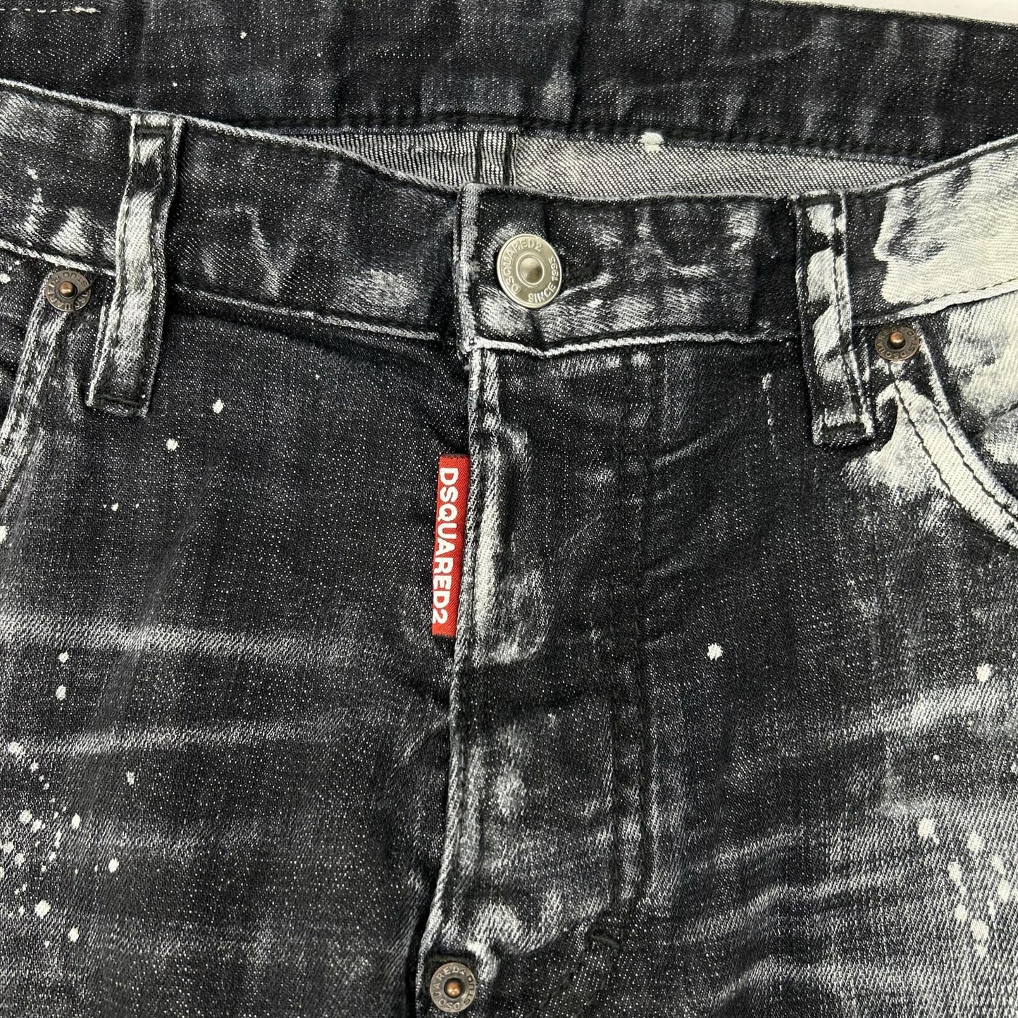DSQUARED2 S71LB1283 Black Cotton Paint Skater Jeans Size 50