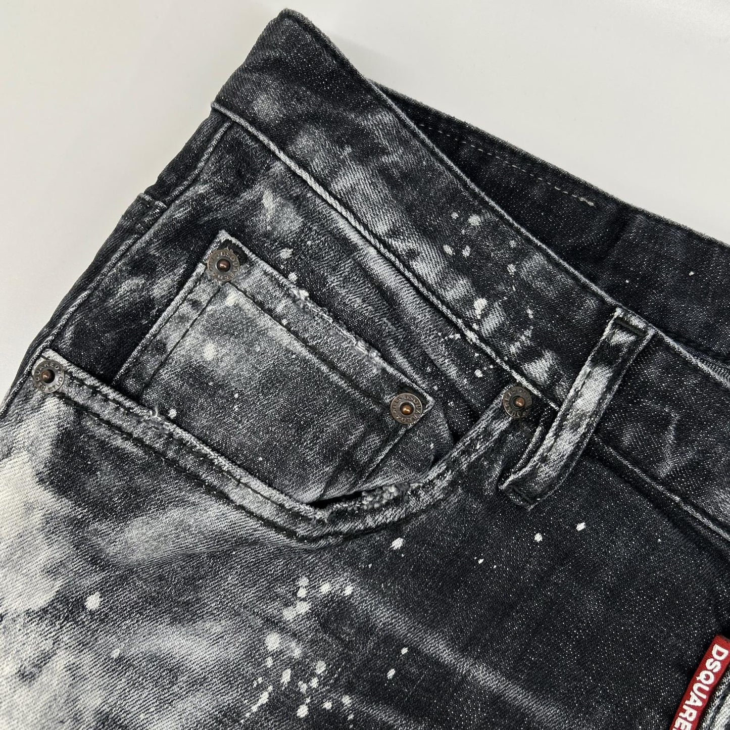 DSQUARED2 S71LB1283 Black Cotton Paint Skater Jeans Size 50
