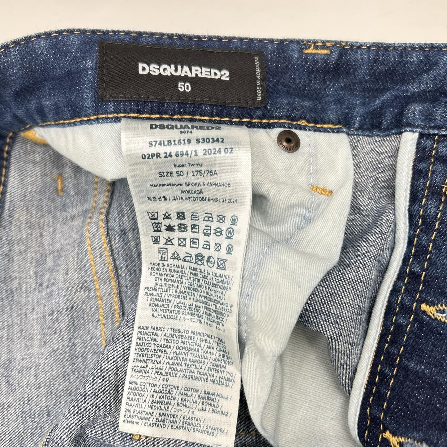 Dsquared2 DSQUARED Super Twinky Skinny Indigo Jeans Size 48