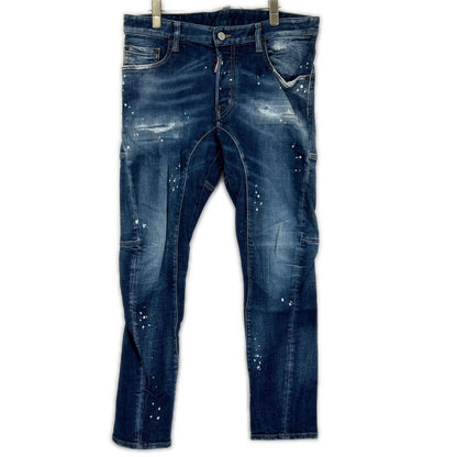 Dsquared2 DSQUARED Tidy Biker Painted Indigo Jeans Size 50