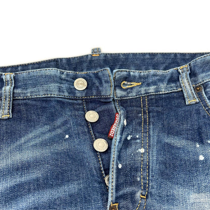 Dsquared2 DSQUARED Tidy Biker Painted Indigo Jeans Size 50