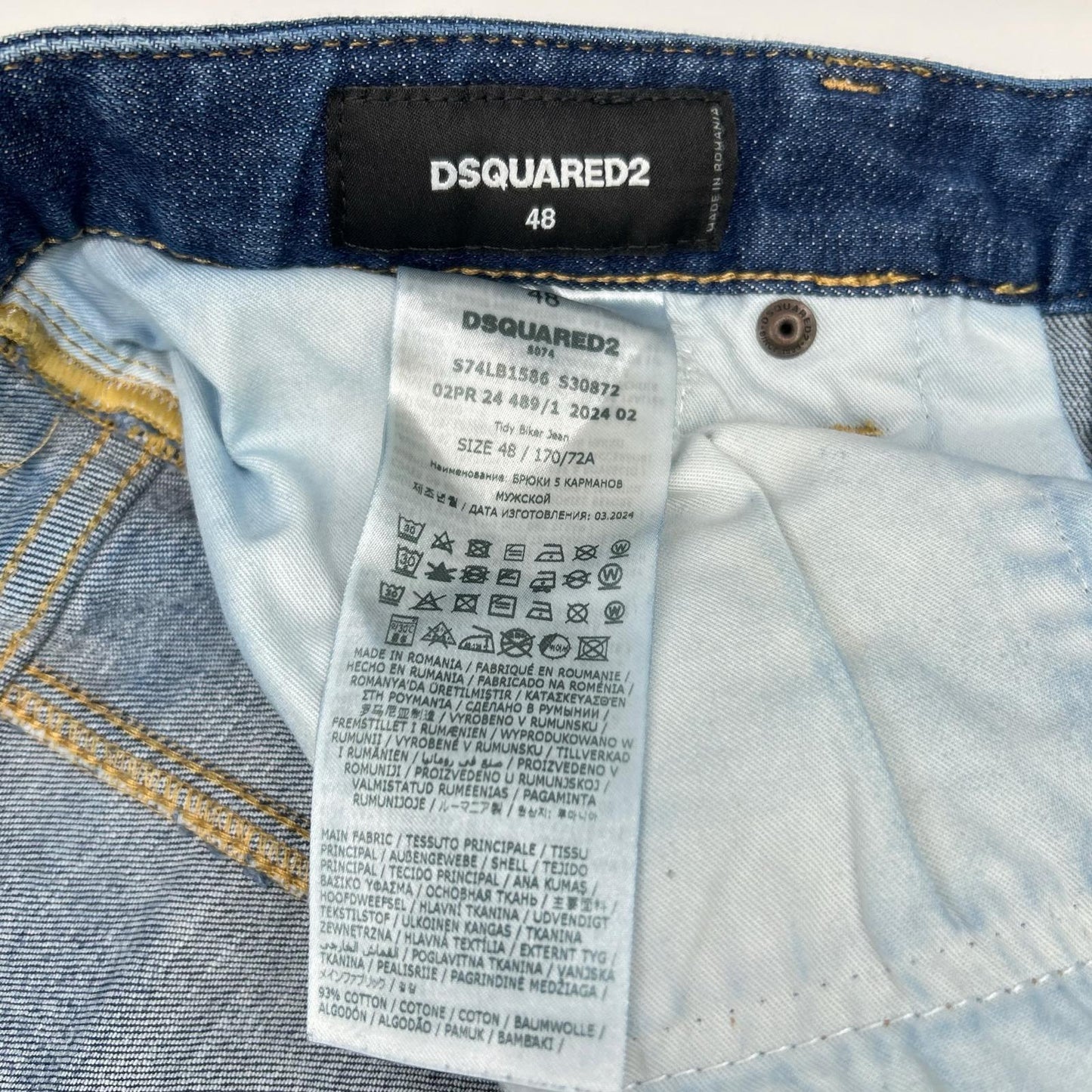 Dsquared2 DSQUARED Tidy Biker Painted Indigo Jeans Size 50