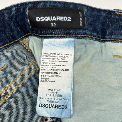Dsquared2 DSQUARED Slim Jean D2 Print Indigo Jeans Size 32