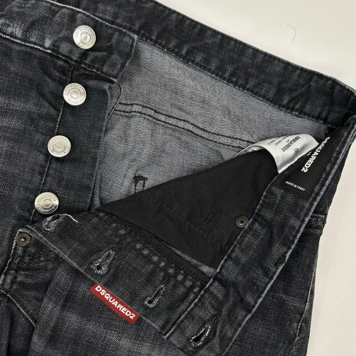 Dsquared2 DSQUARED Tidy Biker Washed Black Jeans Size 48