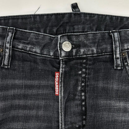 Dsquared2 DSQUARED Tidy Biker Washed Black Jeans Size 48