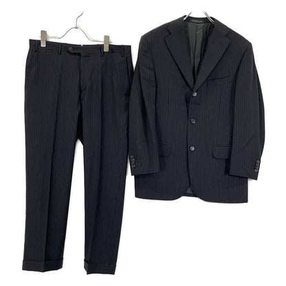 CORNELIANI Black Wool Stripe Suit Size 46