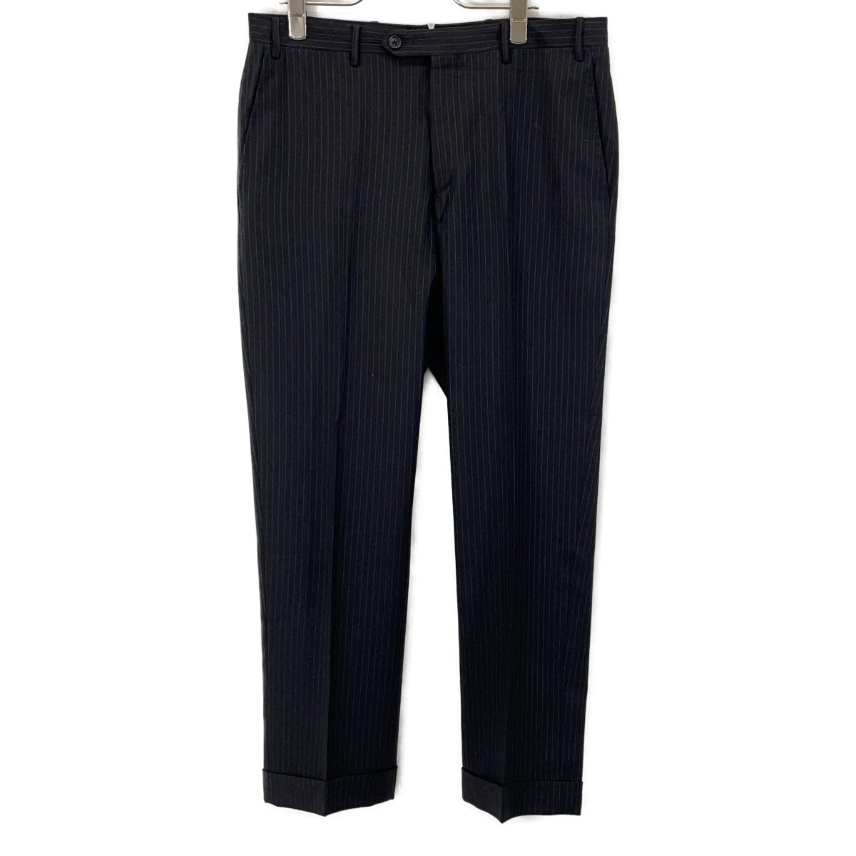 CORNELIANI Black Wool Stripe Suit Size 46
