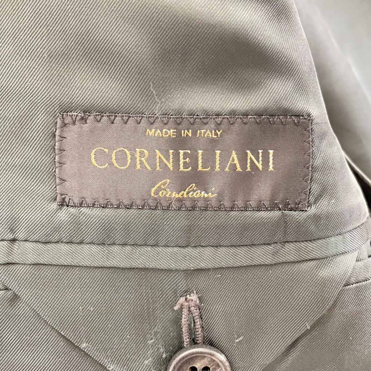 CORNELIANI Black Wool Stripe Suit Size 46