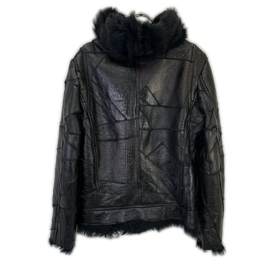 TORNADO MART Black Toscana Shearling Rider Jacket Size LL