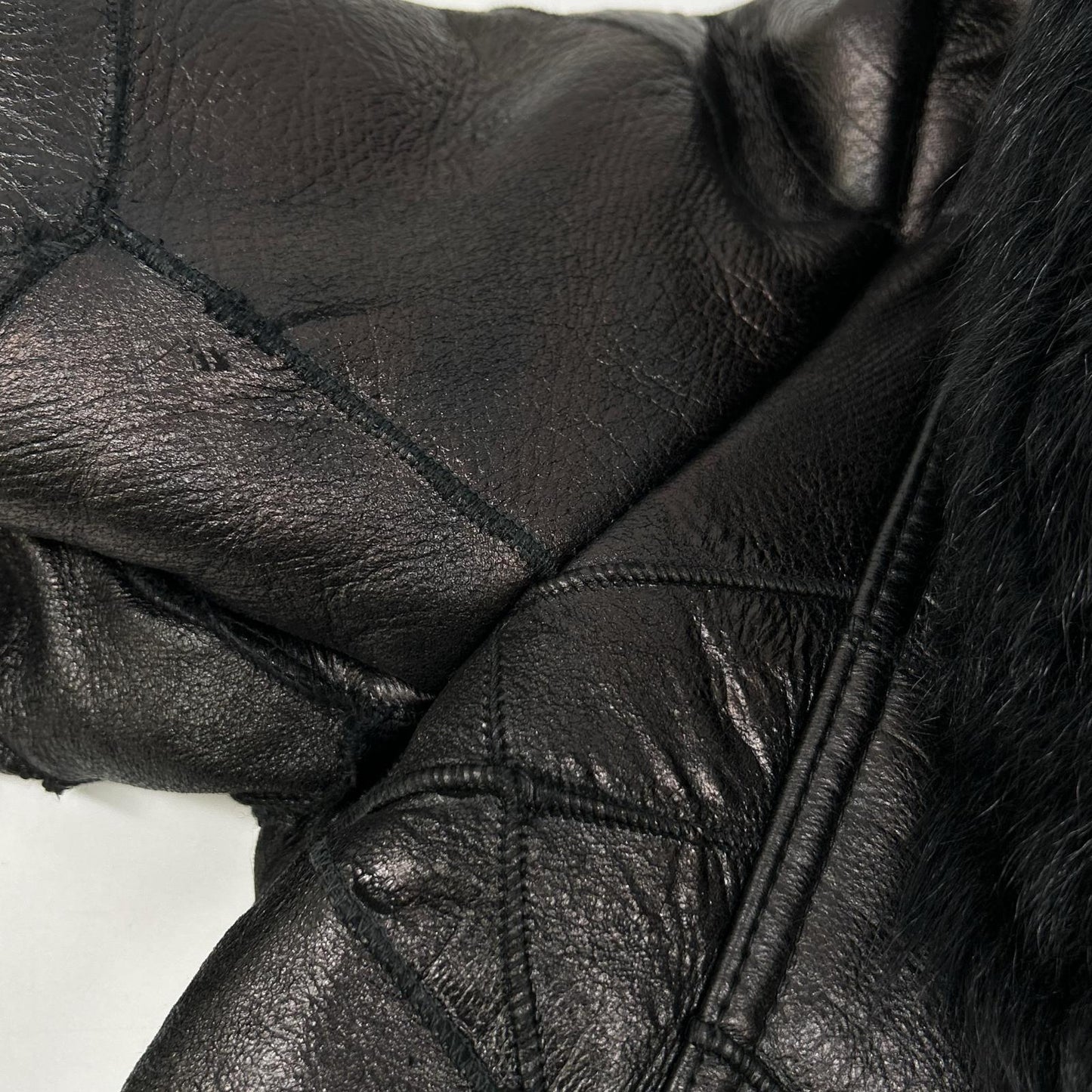 TORNADO MART Black Toscana Shearling Rider Jacket Size LL