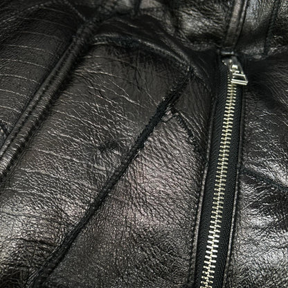 TORNADO MART Black Toscana Shearling Rider Jacket Size LL
