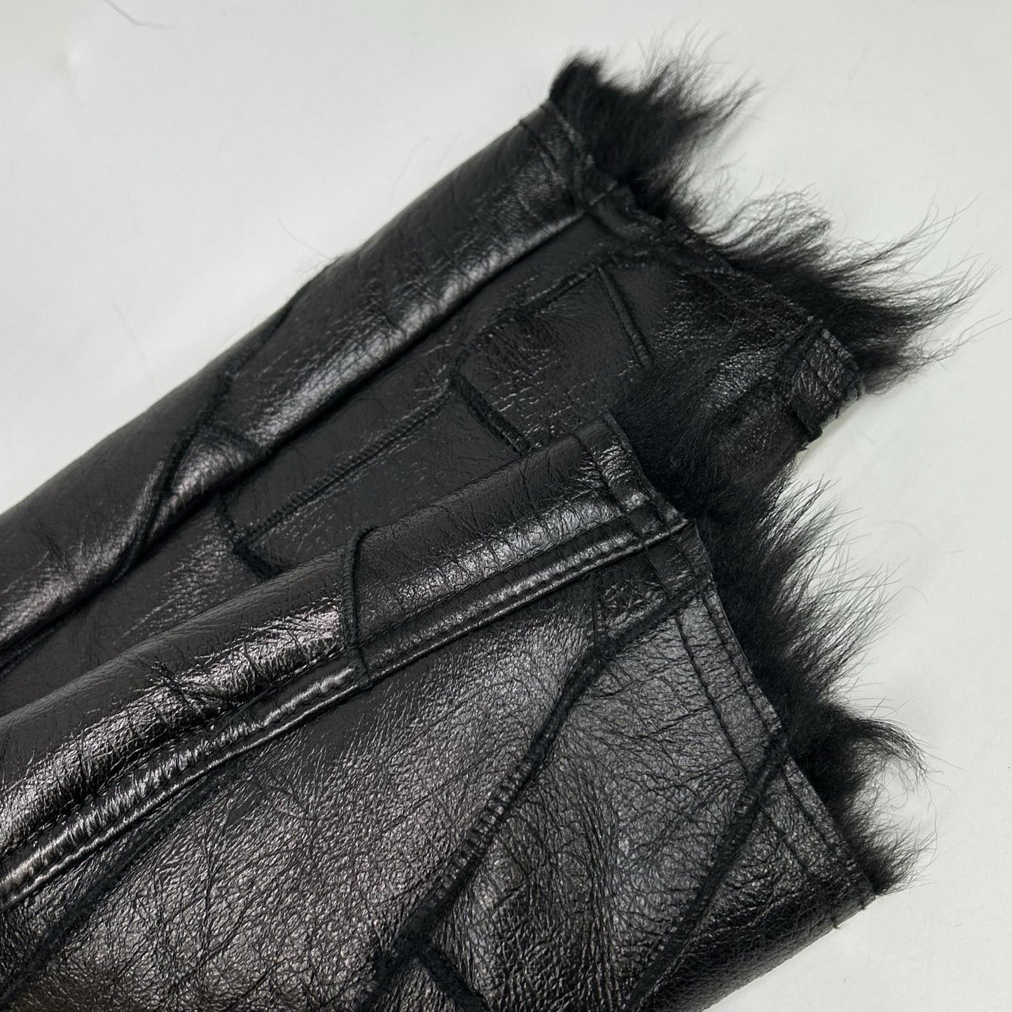 TORNADO MART Black Toscana Shearling Rider Jacket Size LL