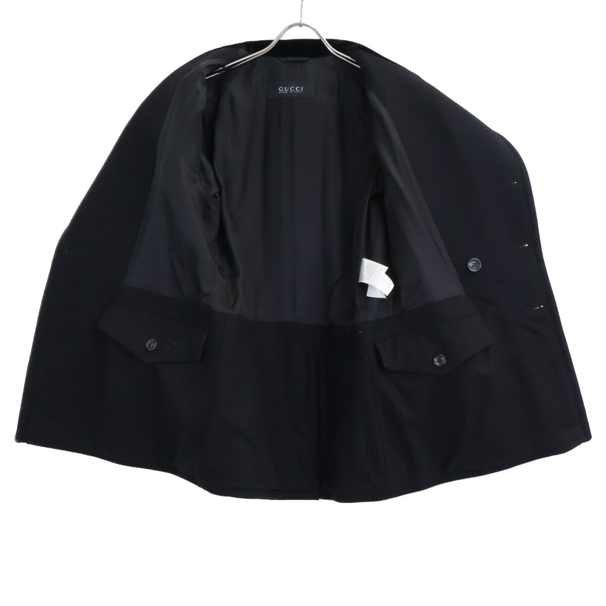 GUCCI Wool Napoleon Coat Black Size 44