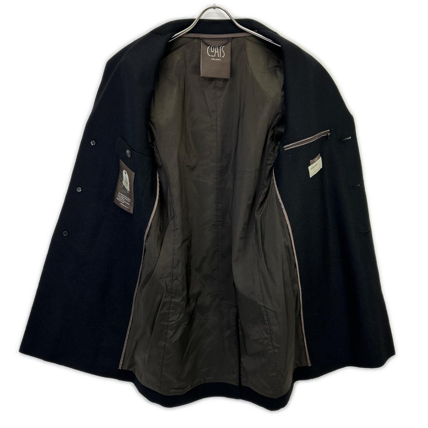 COATS MILANO Black Wool Long Coat Size 46
